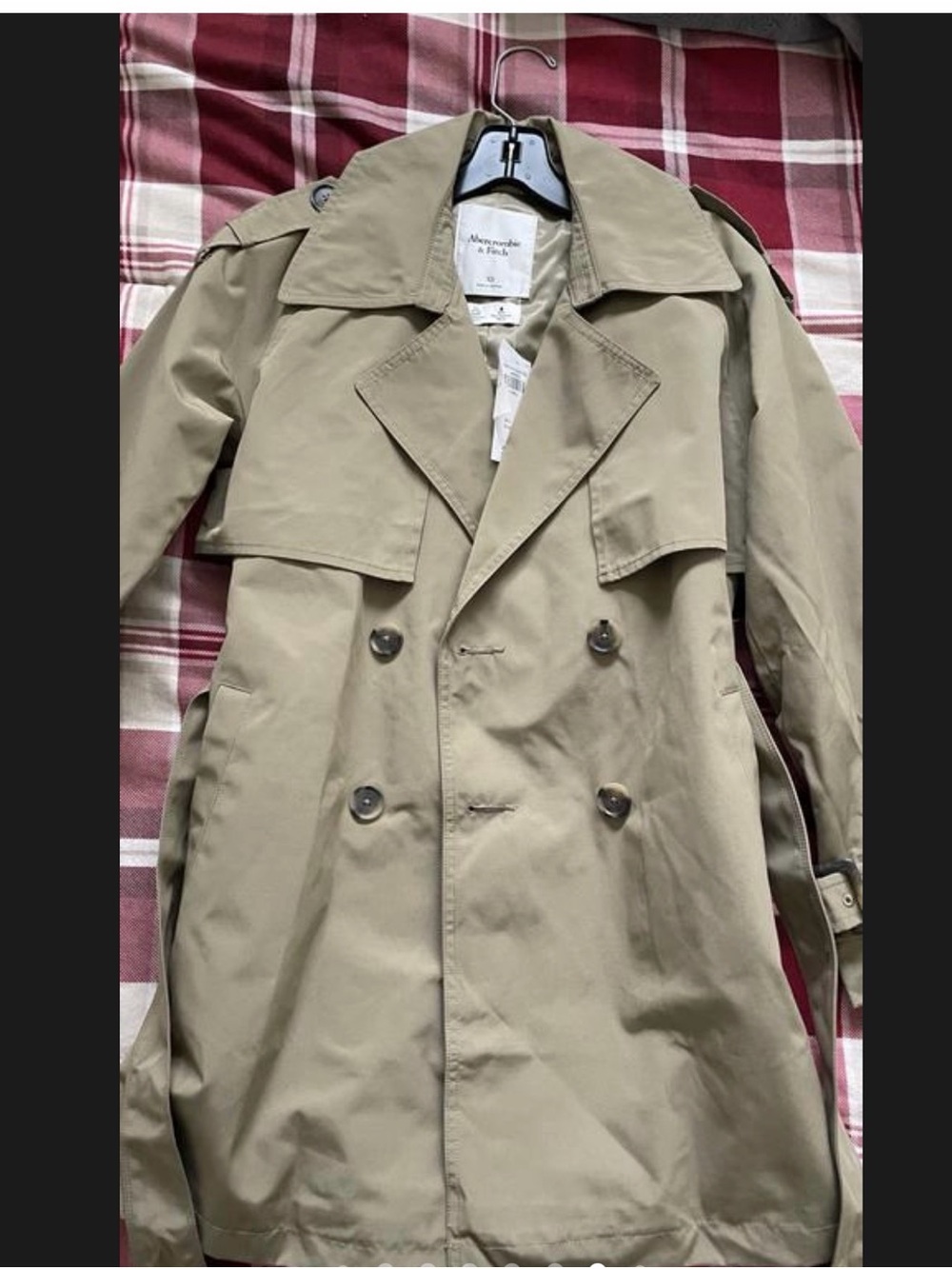Abercrombie & Fitch Olive Sage Mid Length Trench Coat Small NWT ✨ - Picture 5 of 6